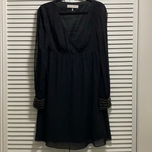 Trina Turk detailed black long sleeve dress